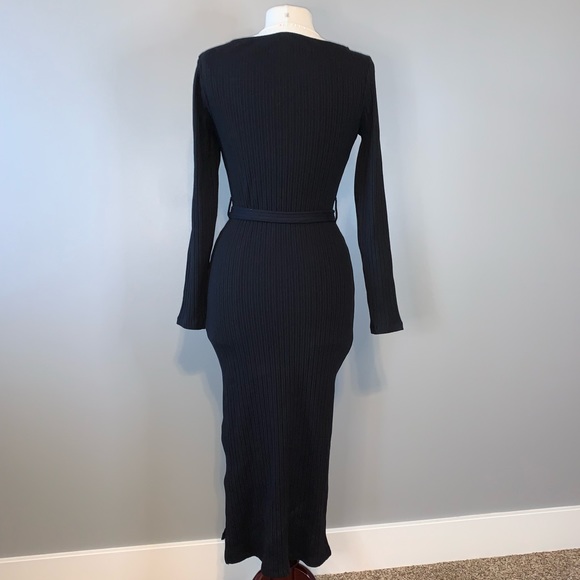 TopShop NWOT Ribbed Midi Dress In Black, Sz 8 - Picture 10 of 13